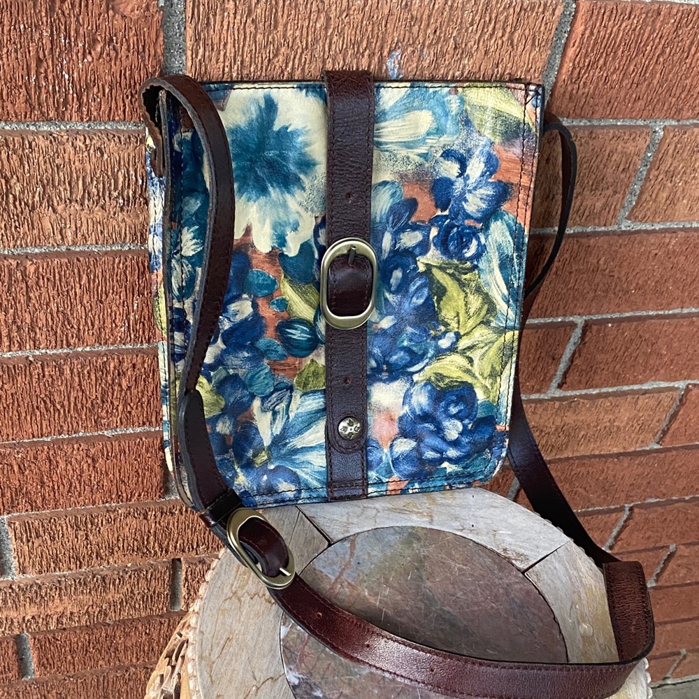 💙🤎💛Patricia Nash Floral Leather Crossbody — Blue, Brown & …💙💚💛